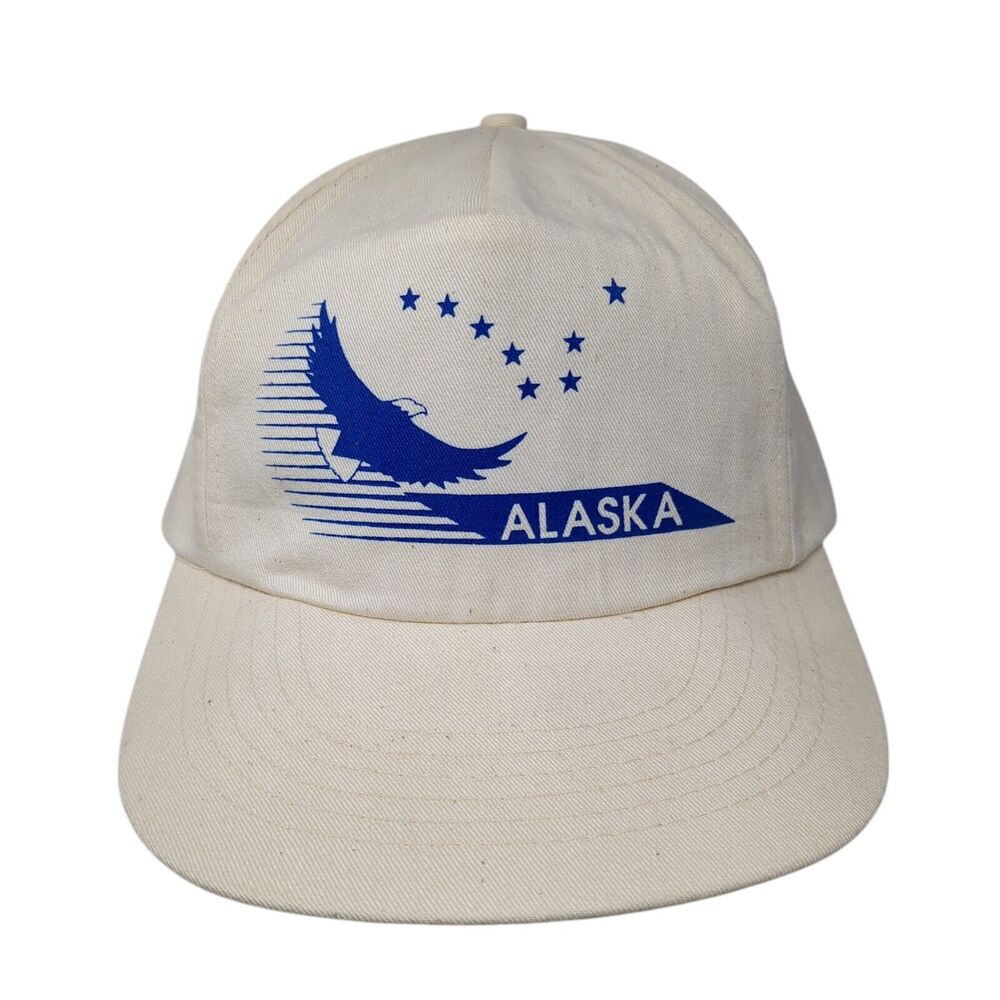 Alaska Snapback Hat Tan One Size Adjustable Patriotic Arctic Circle Cotton